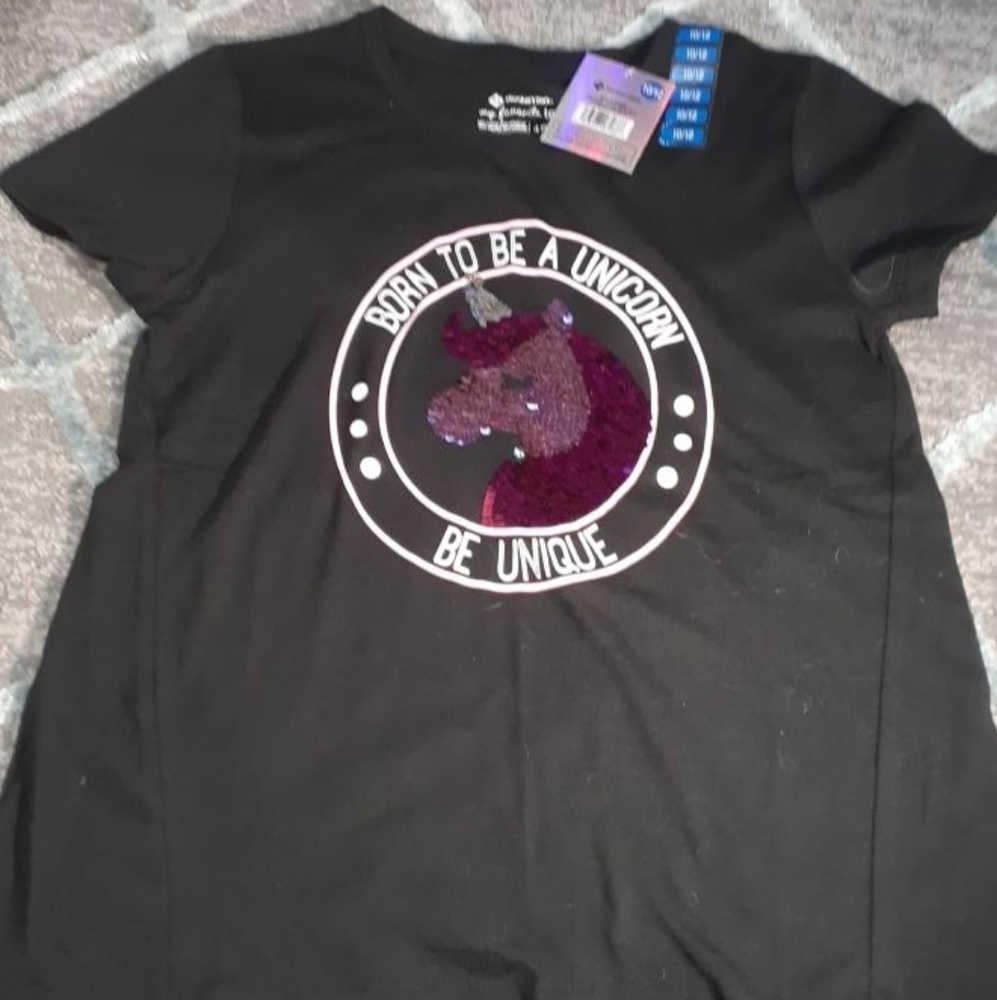 Unicorn flip sequin short sleeve shirt